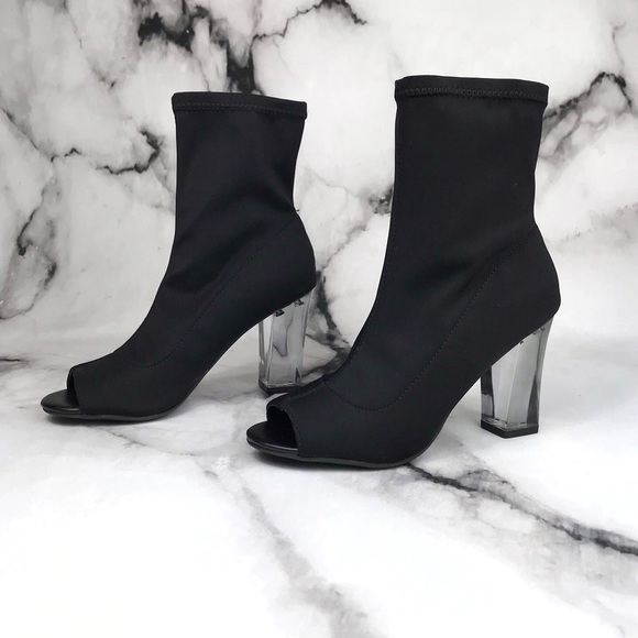 Parker & Sky Black Satin Clear heel Booties 🖤 - Picture 4 of 7